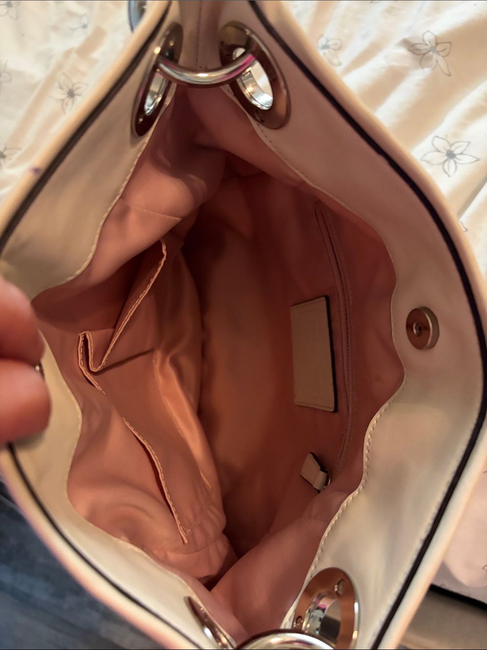 Coach Pale Pink and Cream Signature Circle Shoulder Bag no strap - Picture 2 of 3